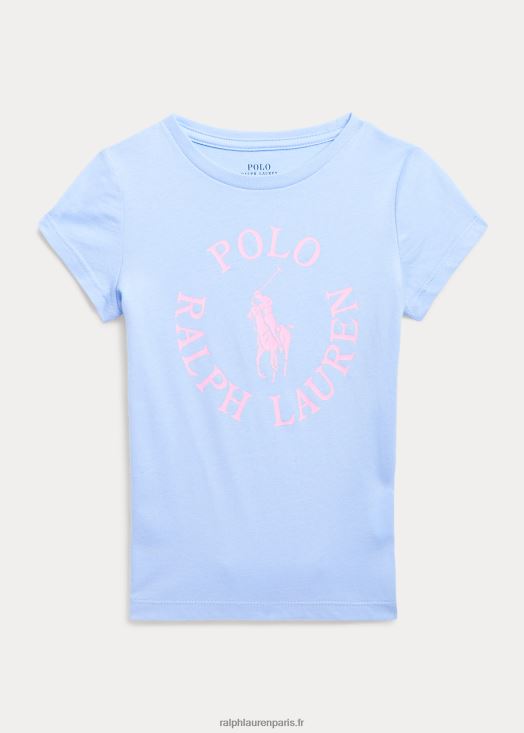 t-shirt en jersey de coton à logo big pony 46T60T6800 enfants Ralph Lauren bleu bébé