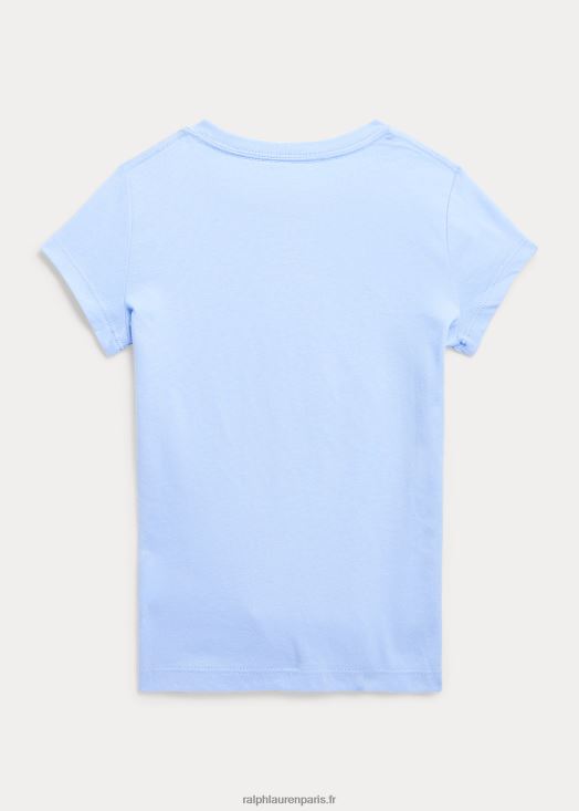 t-shirt en jersey de coton à logo big pony 46T60T6800 enfants Ralph Lauren bleu bébé
