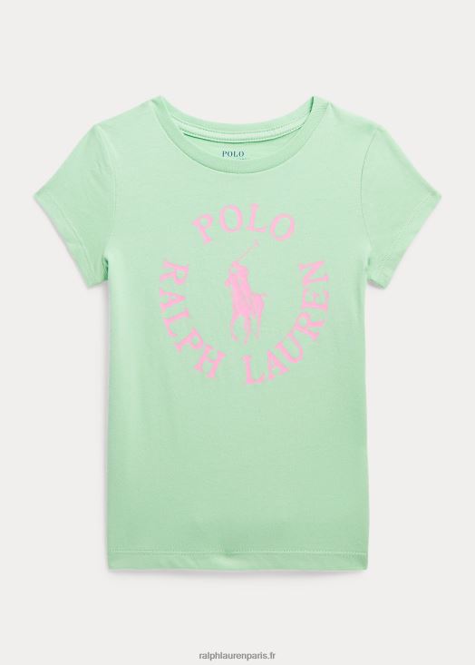 t-shirt en jersey de coton à logo big pony 46T60T6801 enfants Ralph Lauren vert atrium