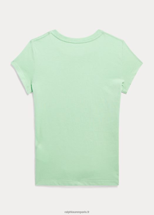 t-shirt en jersey de coton à logo big pony 46T60T6801 enfants Ralph Lauren vert atrium