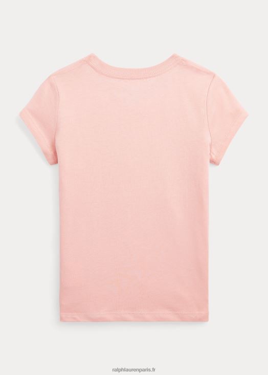 t-shirt en jersey de coton à logo floral 46T60T6809 enfants Ralph Lauren rose des adirondacks