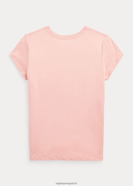 t-shirt en jersey de coton à logo floral 46T60T7068 enfants Ralph Lauren rose des adirondacks