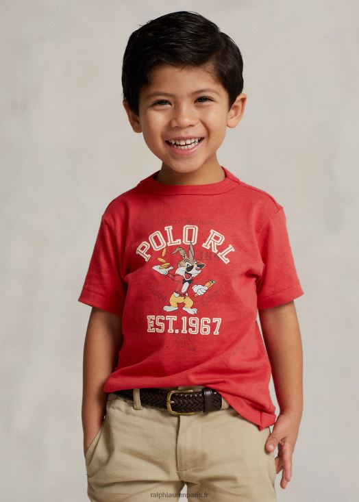 t-shirt en jersey de coton nouvel an lunaire 46T60T6437 enfants Ralph Lauren poteau rouge