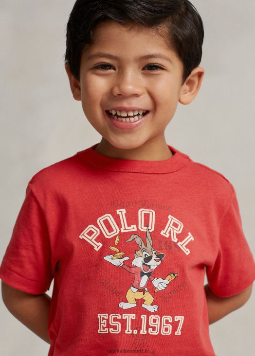 t-shirt en jersey de coton nouvel an lunaire 46T60T6437 enfants Ralph Lauren poteau rouge