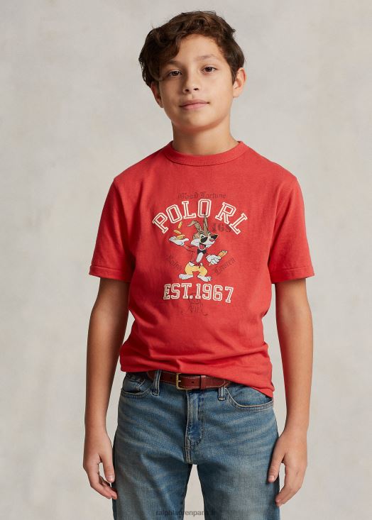 t-shirt en jersey de coton nouvel an lunaire 46T60T6570 enfants Ralph Lauren poteau rouge