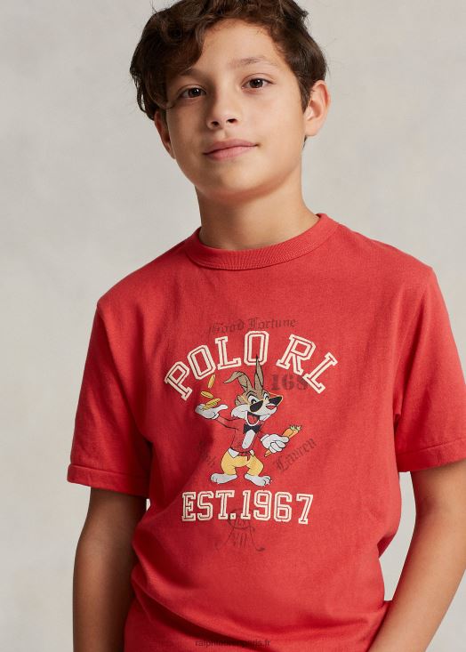 t-shirt en jersey de coton nouvel an lunaire 46T60T6570 enfants Ralph Lauren poteau rouge
