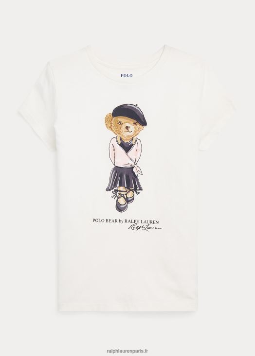 t-shirt en jersey de coton polo bear 46T60T10000 enfants Ralph Lauren lavage de pont blanc