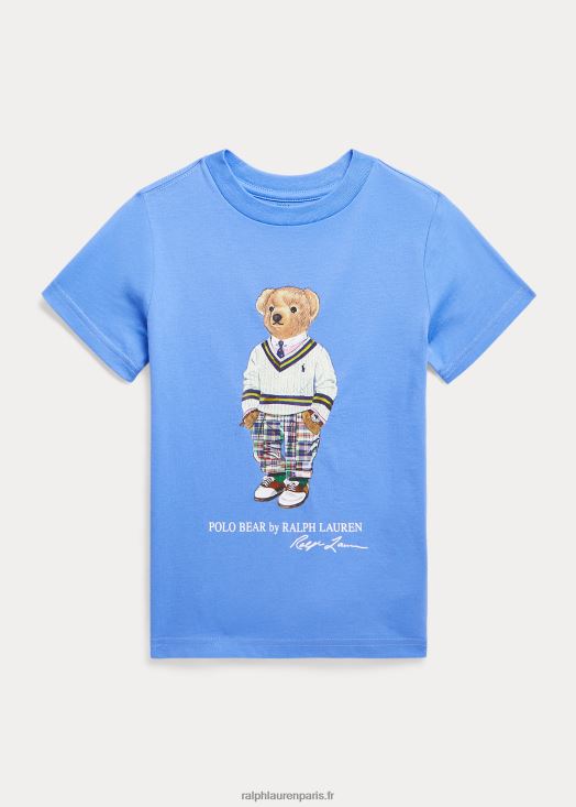 t-shirt en jersey de coton polo bear 46T60T5772 enfants Ralph Lauren bleu de l'île du port