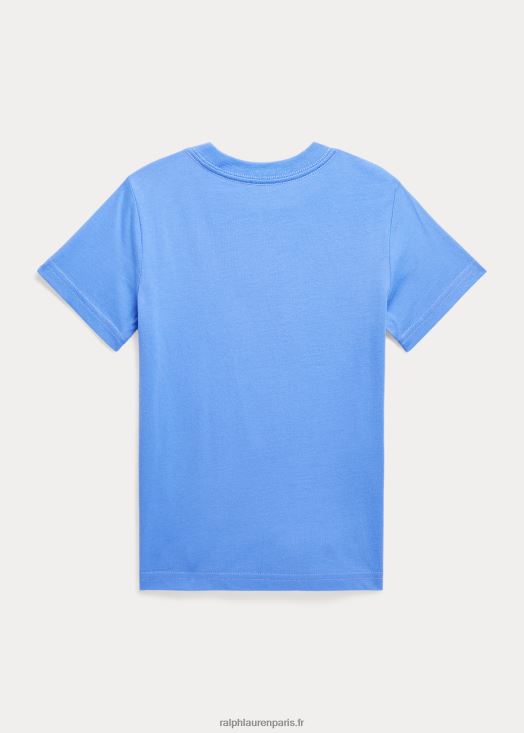 t-shirt en jersey de coton polo bear 46T60T5772 enfants Ralph Lauren bleu de l'île du port