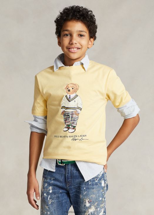t-shirt en jersey de coton polo bear 46T60T5979 enfants Ralph Lauren jaune empire