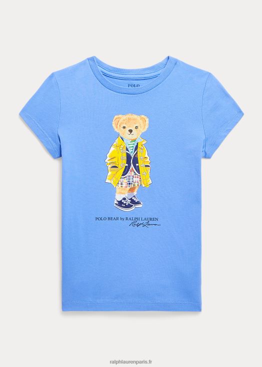 t-shirt en jersey de coton polo bear 46T60T6852 enfants Ralph Lauren bleu de l'île du port