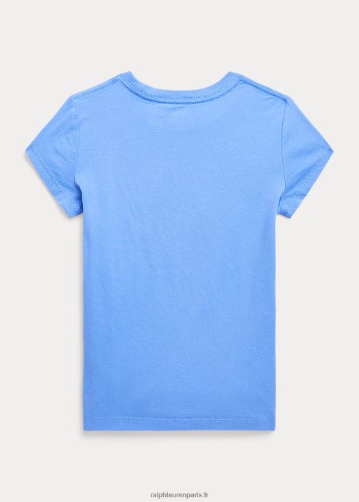 t-shirt en jersey de coton polo bear 46T60T6852 enfants Ralph Lauren bleu de l'île du port