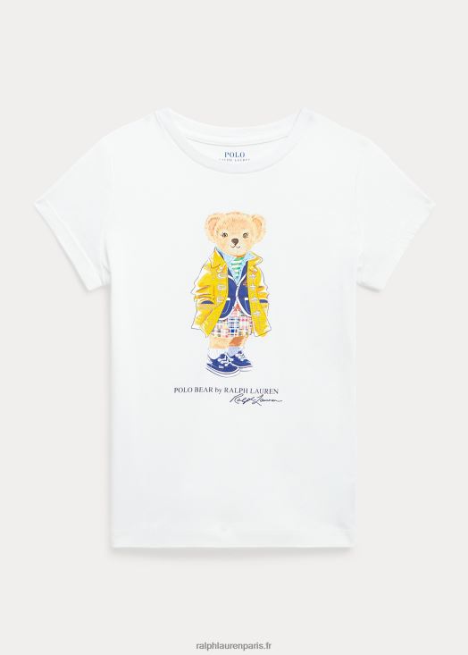 t-shirt en jersey de coton polo bear 46T60T6853 enfants Ralph Lauren lavage de pont blanc