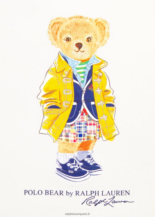 t-shirt en jersey de coton polo bear 46T60T6853 enfants Ralph Lauren lavage de pont blanc