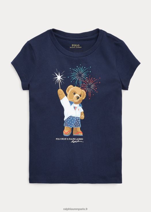 t-shirt en jersey de coton polo bear 46T60T6894 enfants Ralph Lauren marine de croisière