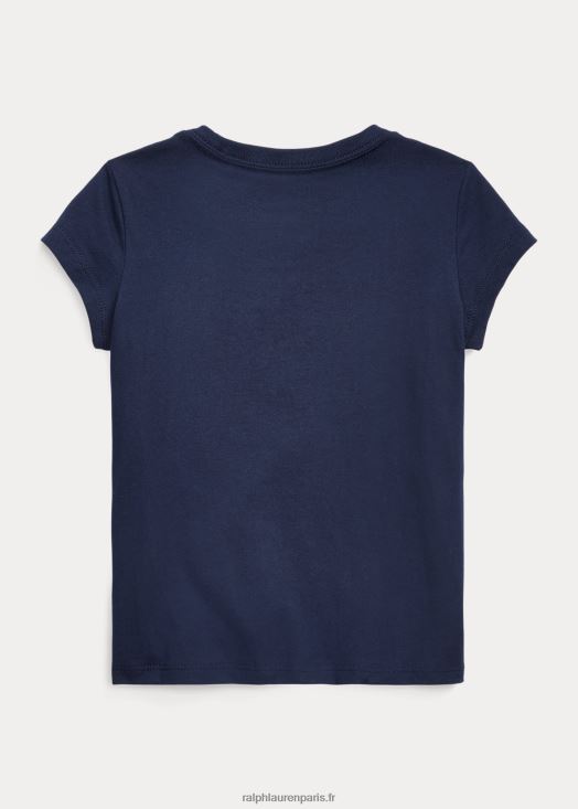 t-shirt en jersey de coton polo bear 46T60T6894 enfants Ralph Lauren marine de croisière