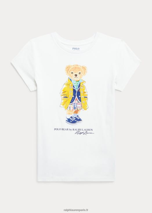 t-shirt en jersey de coton polo bear 46T60T7092 enfants Ralph Lauren lavage de pont blanc