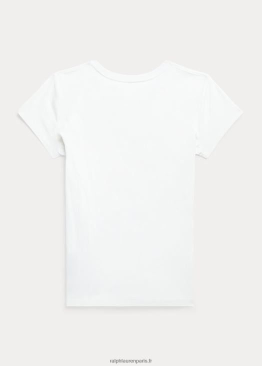 t-shirt en jersey de coton polo bear 46T60T7092 enfants Ralph Lauren lavage de pont blanc