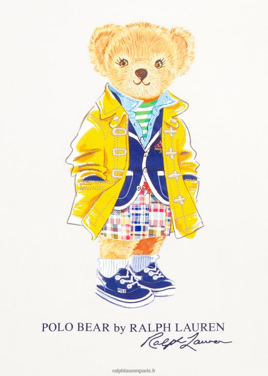 t-shirt en jersey de coton polo bear 46T60T7092 enfants Ralph Lauren lavage de pont blanc