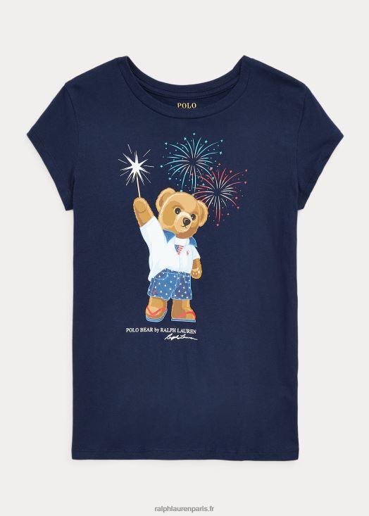 t-shirt en jersey de coton polo bear 46T60T7212 enfants Ralph Lauren marine de croisière