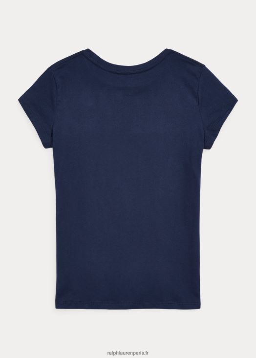 t-shirt en jersey de coton polo bear 46T60T7212 enfants Ralph Lauren marine de croisière