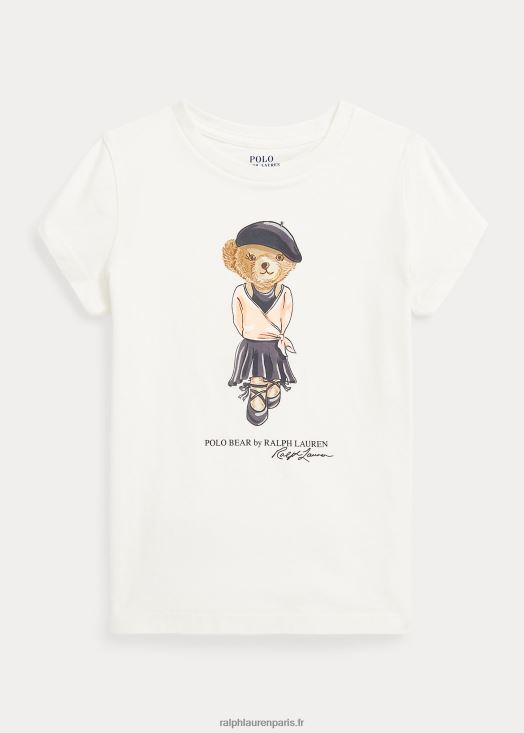 t-shirt en jersey de coton polo bear 46T60T7401 enfants Ralph Lauren lavage de pont blanc