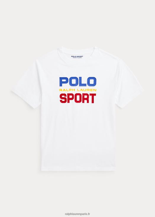 t-shirt en jersey de coton polo sport 46T60T6151 enfants Ralph Lauren blanc