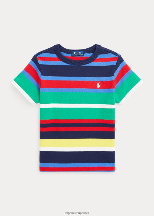 t-shirt en jersey de coton à rayures 46T60T5798 enfants Ralph Lauren newport bleu marine multi