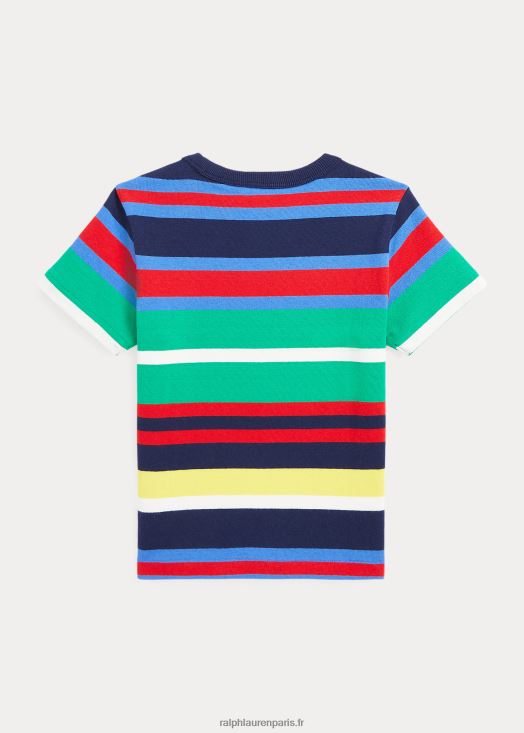 t-shirt en jersey de coton à rayures 46T60T5798 enfants Ralph Lauren newport bleu marine multi