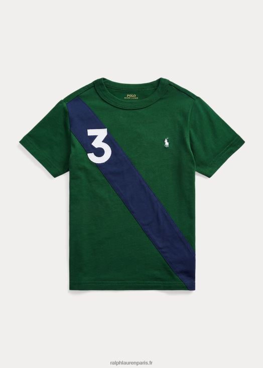 t-shirt en jersey de coton à rayures 46T60T5849 enfants Ralph Lauren nouvelle forêt