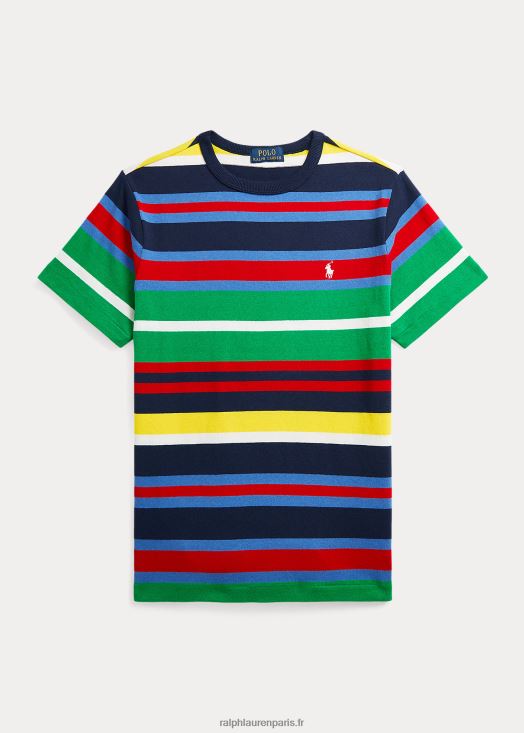 t-shirt en jersey de coton à rayures 46T60T5998 enfants Ralph Lauren newport bleu marine multi