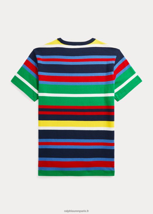 t-shirt en jersey de coton à rayures 46T60T5998 enfants Ralph Lauren newport bleu marine multi