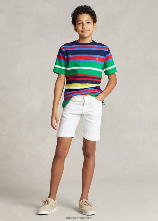 t-shirt en jersey de coton à rayures 46T60T5998 enfants Ralph Lauren newport bleu marine multi