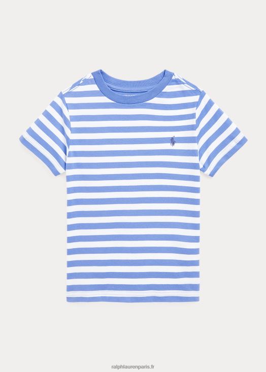 t-shirt en jersey de coton à rayures 46T60T6456 enfants Ralph Lauren île portuaire bleu/blanc
