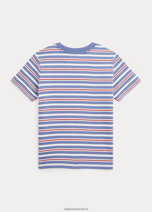 t-shirt en jersey de coton à rayures 46T60T6504 enfants Ralph Lauren capri bleu multi