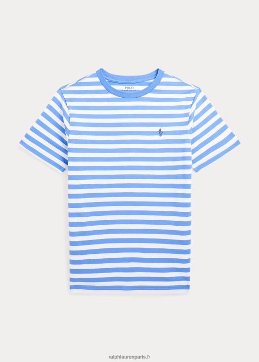 t-shirt en jersey de coton à rayures 46T60T6606 enfants Ralph Lauren île portuaire bleu/blanc