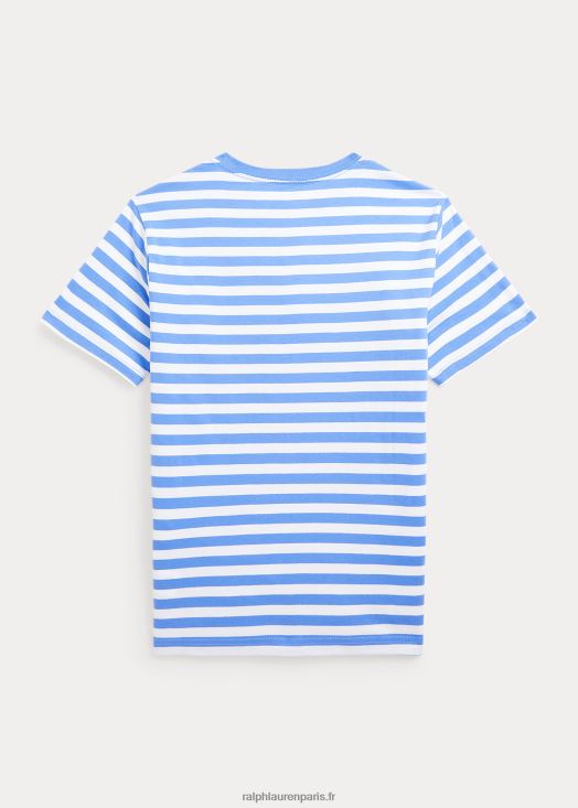 t-shirt en jersey de coton à rayures 46T60T6606 enfants Ralph Lauren île portuaire bleu/blanc