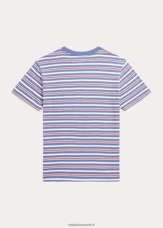 t-shirt en jersey de coton à rayures 46T60T6659 enfants Ralph Lauren capri bleu multi