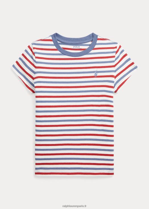 t-shirt en jersey de coton à rayures 46T60T7416 enfants Ralph Lauren deckwash blanc multi