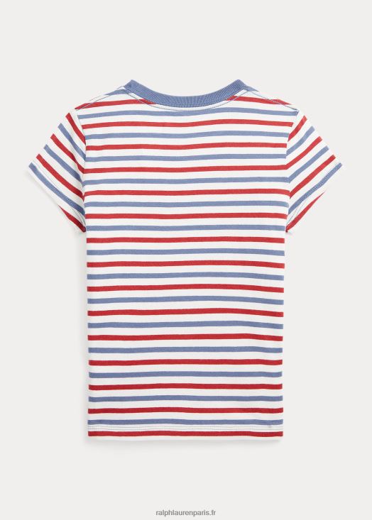 t-shirt en jersey de coton à rayures 46T60T7416 enfants Ralph Lauren deckwash blanc multi