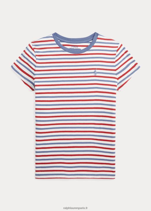t-shirt en jersey de coton à rayures 46T60T7578 enfants Ralph Lauren deckwash blanc multi