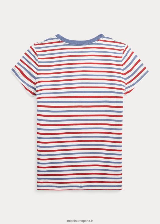 t-shirt en jersey de coton à rayures 46T60T7578 enfants Ralph Lauren deckwash blanc multi
