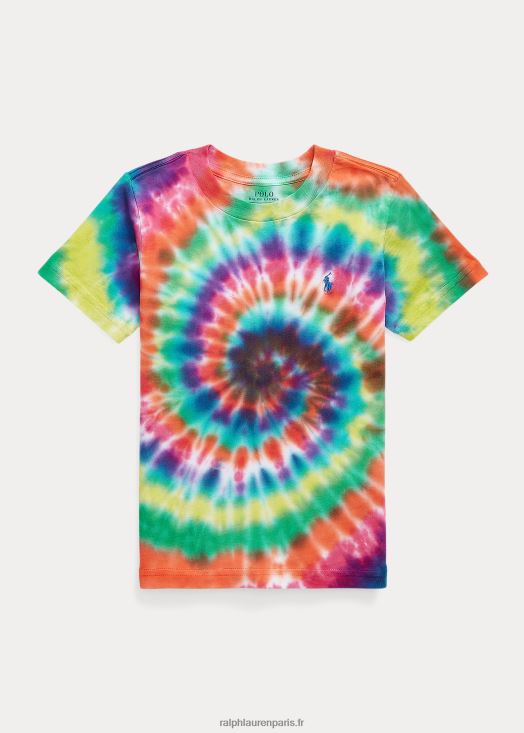 t-shirt en jersey de coton tie-dye 46T60T9787 enfants Ralph Lauren teinture arc-en-ciel