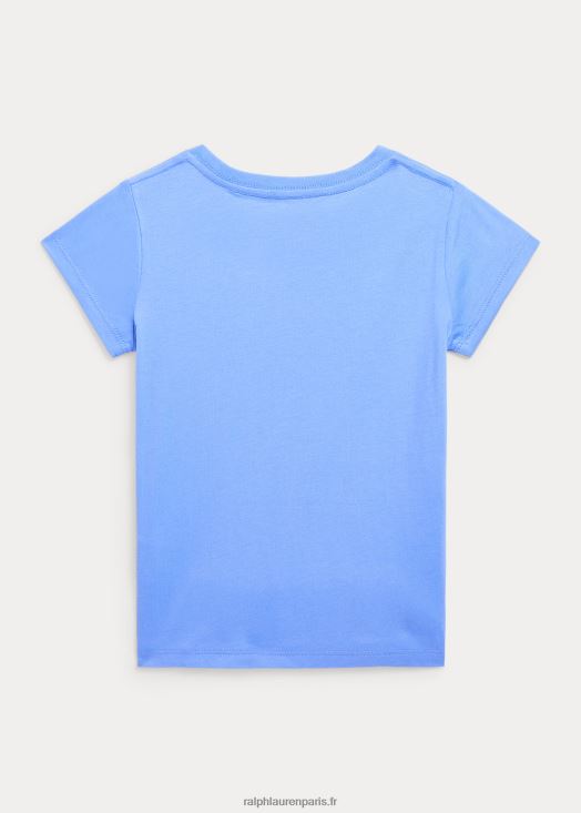 t-shirt en jersey de coton voilier 46T60T9975 enfants Ralph Lauren bleu de l'île du port