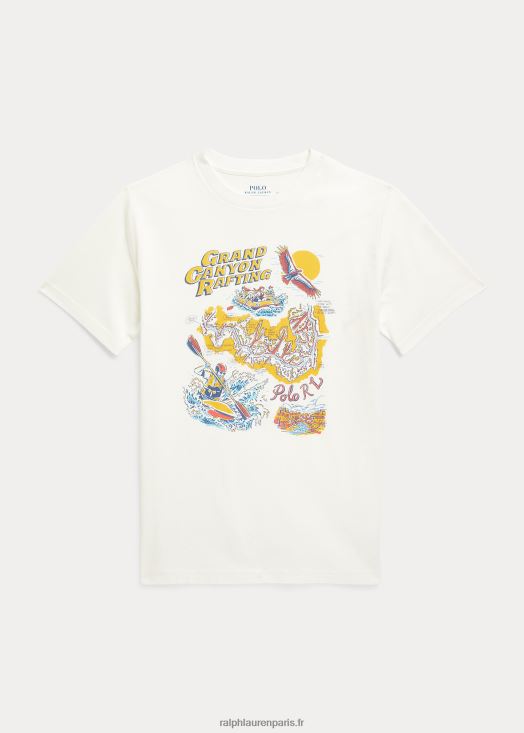 t-shirt graphique en jersey de coton 46T60T6137 enfants Ralph Lauren lavage de pont blanc