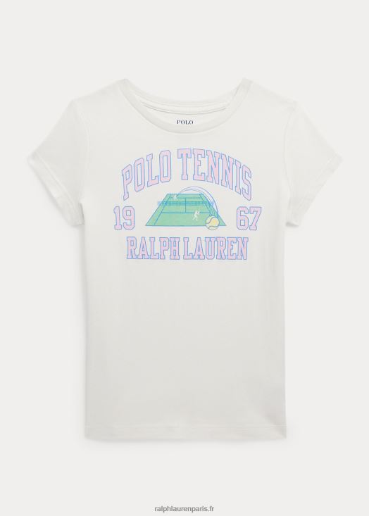 t-shirt graphique en jersey de coton 46T60T6815 enfants Ralph Lauren lavage de pont blanc