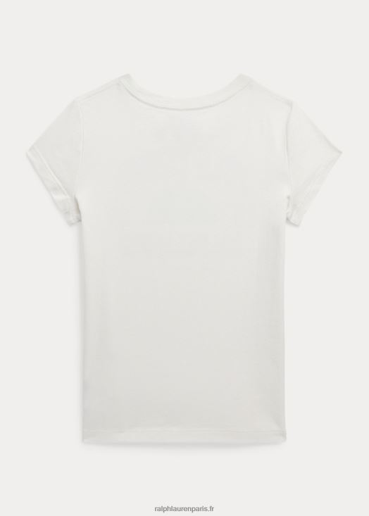 t-shirt graphique en jersey de coton 46T60T6815 enfants Ralph Lauren lavage de pont blanc