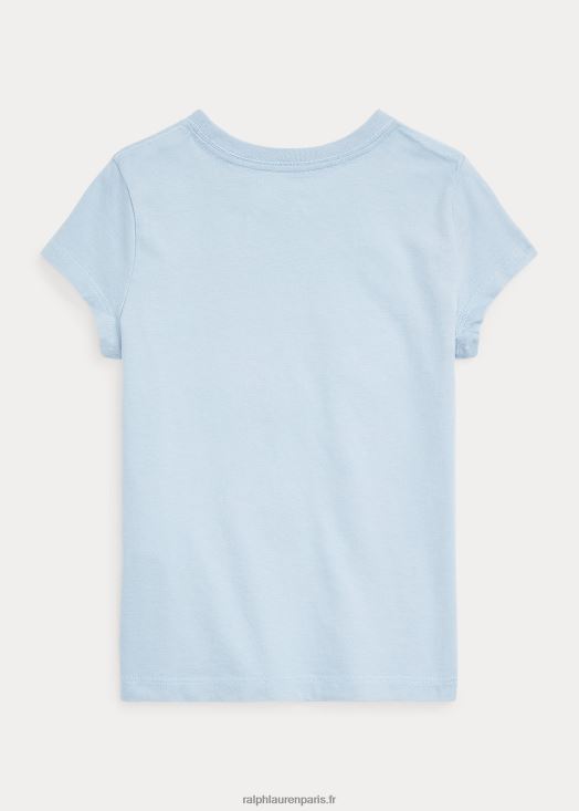 t-shirt graphique en jersey de coton 46T60T6832 enfants Ralph Lauren bleu immobilier