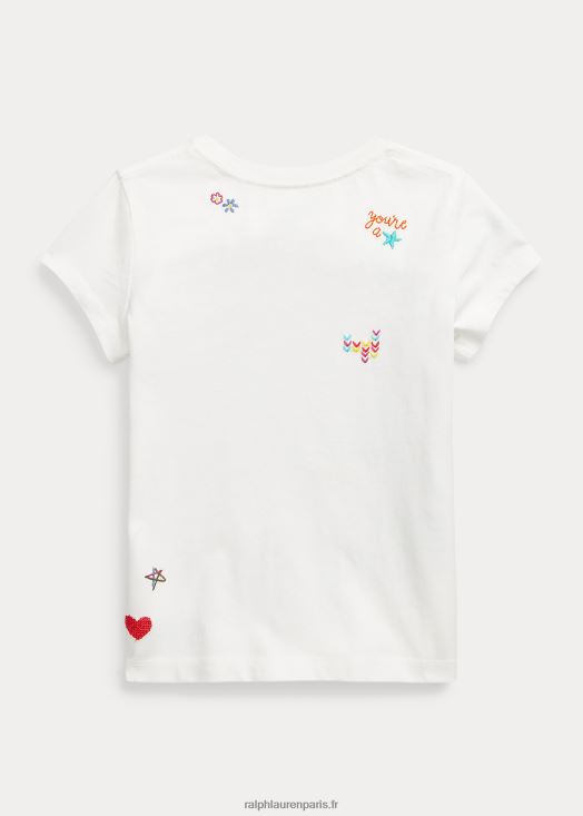 t-shirt graphique en jersey de coton 46T60T6862 enfants Ralph Lauren lavage de pont blanc