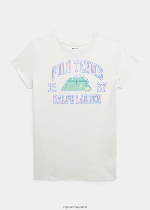 t-shirt graphique en jersey de coton 46T60T7070 enfants Ralph Lauren lavage de pont blanc